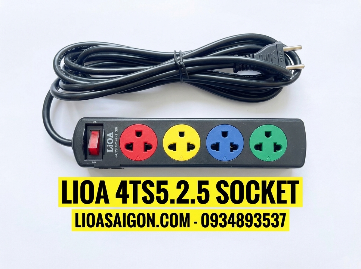 Ổ Cắm LiOA 4TSN5.2.5 (4 Lỗ - 5 Mét - 5A)